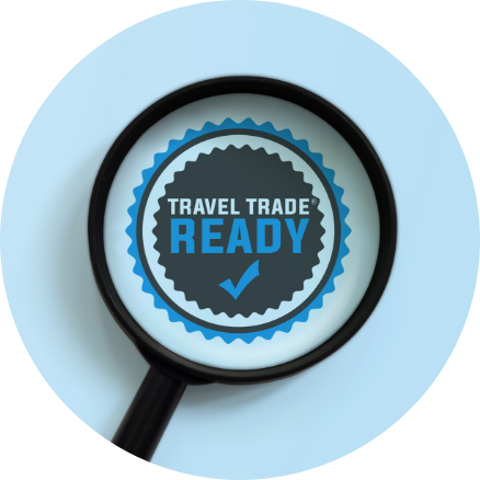 Travel Trade Ready logo under a magnifying glass.